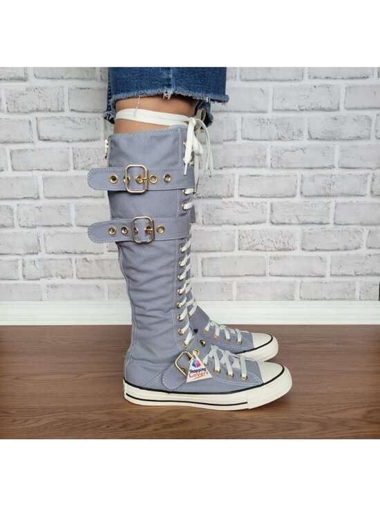 ⭐Converse Chuck Taylor XXHi Buckles Sz 5 Mens Knee-high Boots Shoes Gray A11892C main image 8